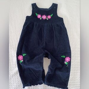 Vintage Floral Embroidered Kids Overalls